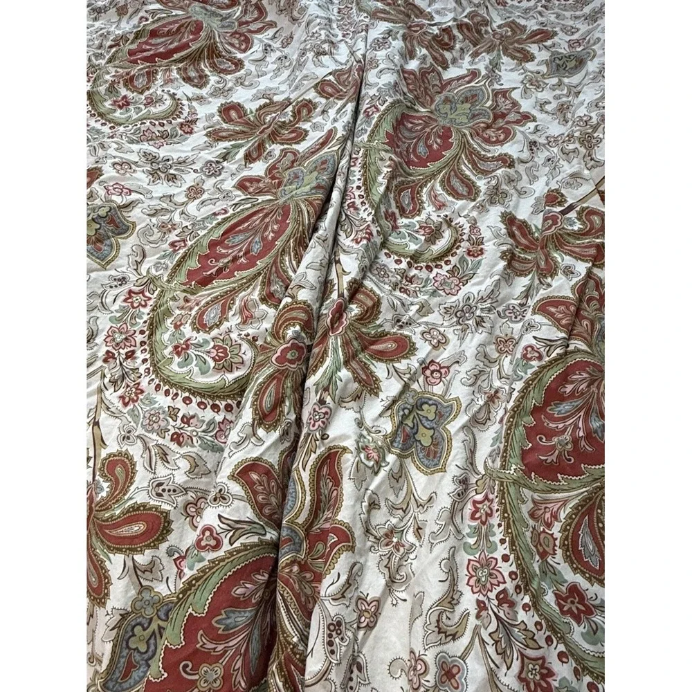 POTTERY BARN King Duvet Cover CHARLIE Paisley Floral Rust Green Cream Organic
