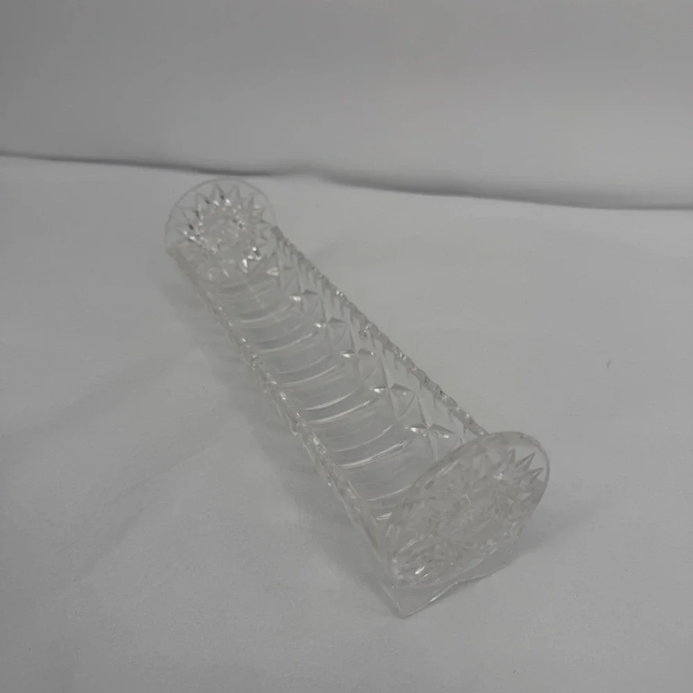 Vintage Clear Plastic Crystal Cut‎ Lucite Cracker Holder Server Tray-9