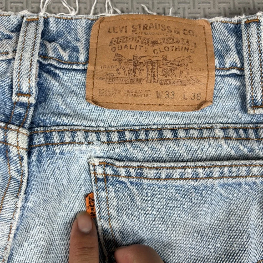 Vintage 90s Levi's 505 Jeans Men's 33x36 Fit 32x35 Regular Fit Orange Tab
