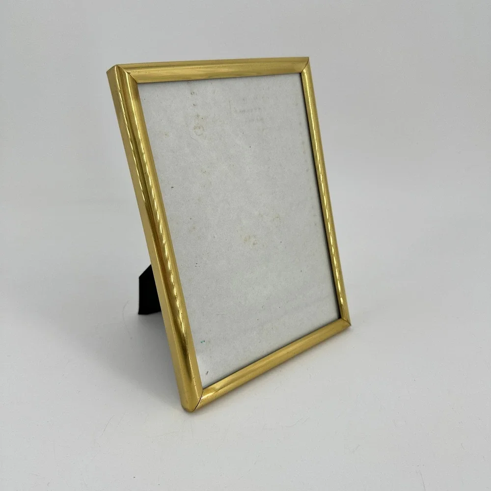 Vintage Gold Tone Metal 5x7 Tabletop Picture Frame with Velvet Back