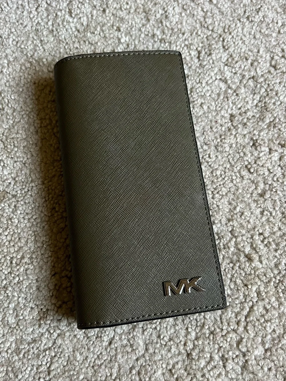 Michael Kors Men's olive Long Trifold Wallet with MK Logo