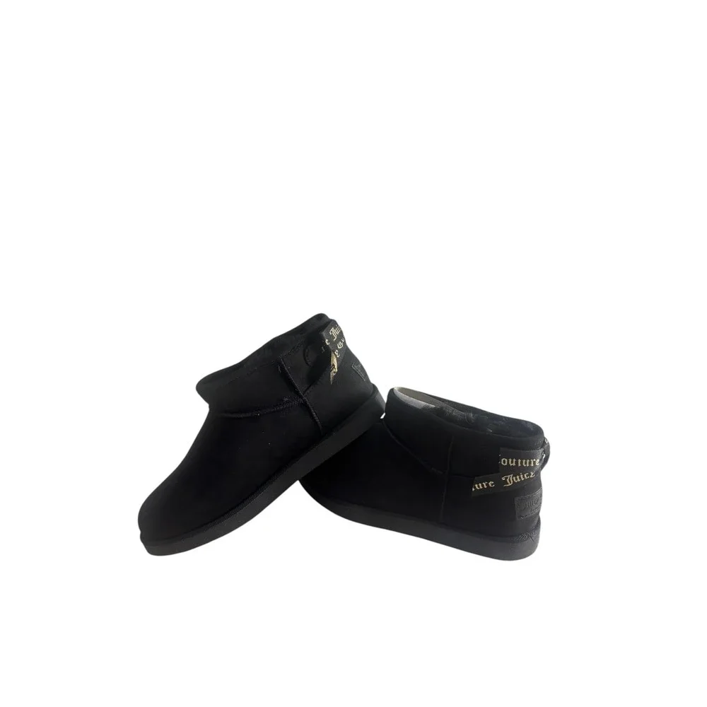 Juicy Couture Olden Mini Platform Winter Booties Black Gold Bow Size 6 NWB‎ Y2K