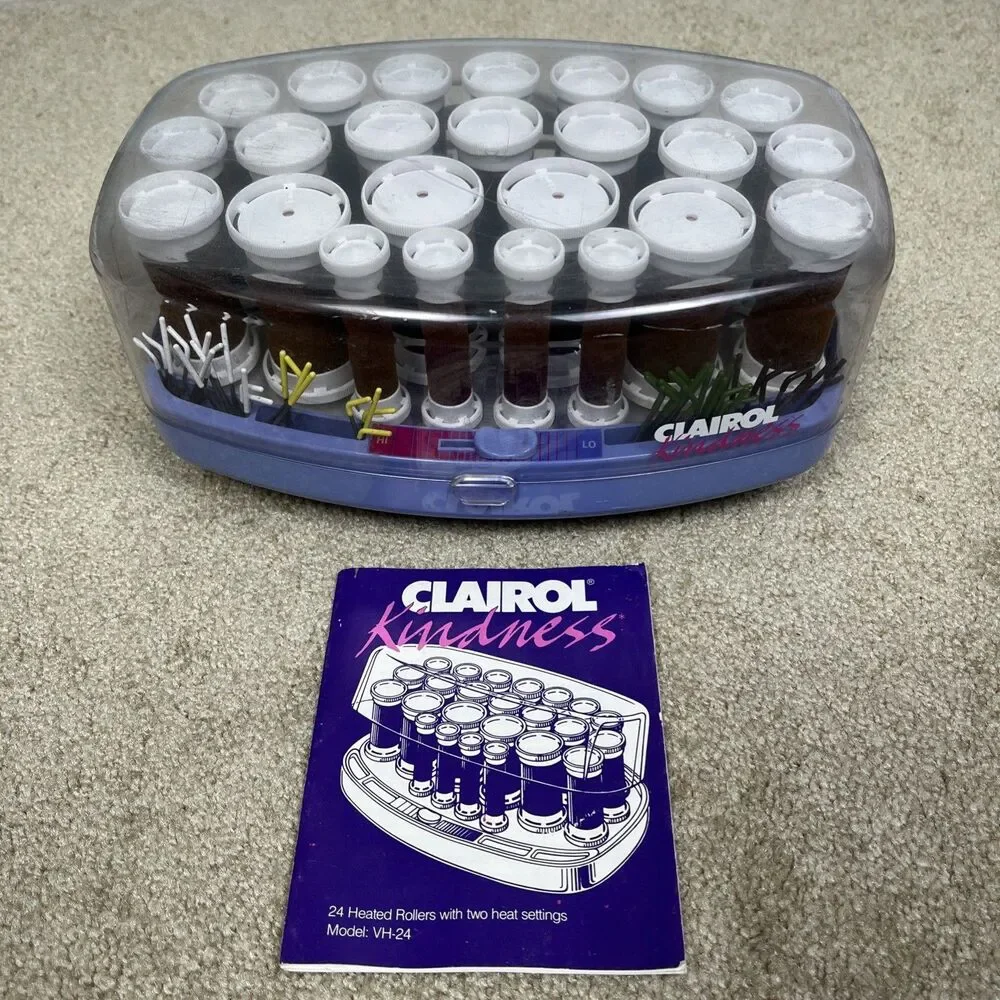 Clairol Kindness VH24 Hot Rollers Velvet Hair Curler 24 Clips‎ Instruction Works