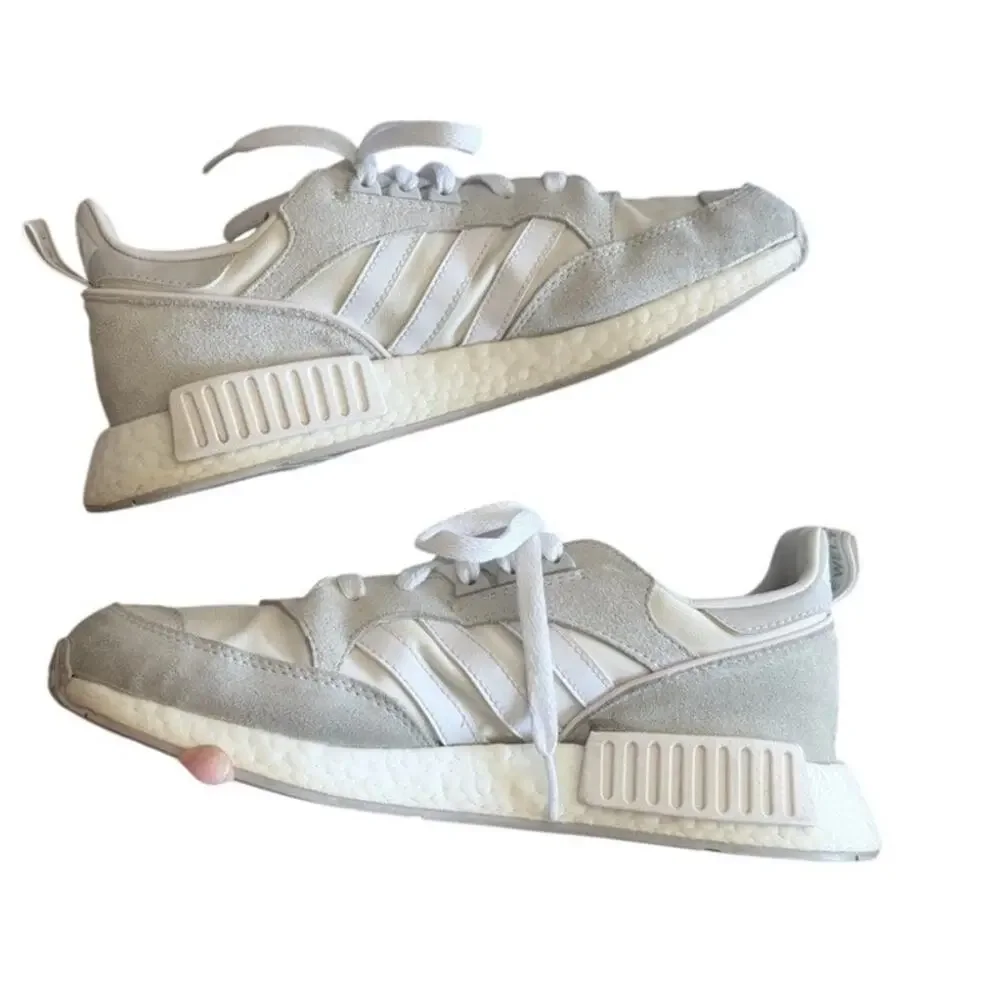 Adidas Boston Super R1 Sneakers Trainers 7 Men Triple White Grey Suede Workout