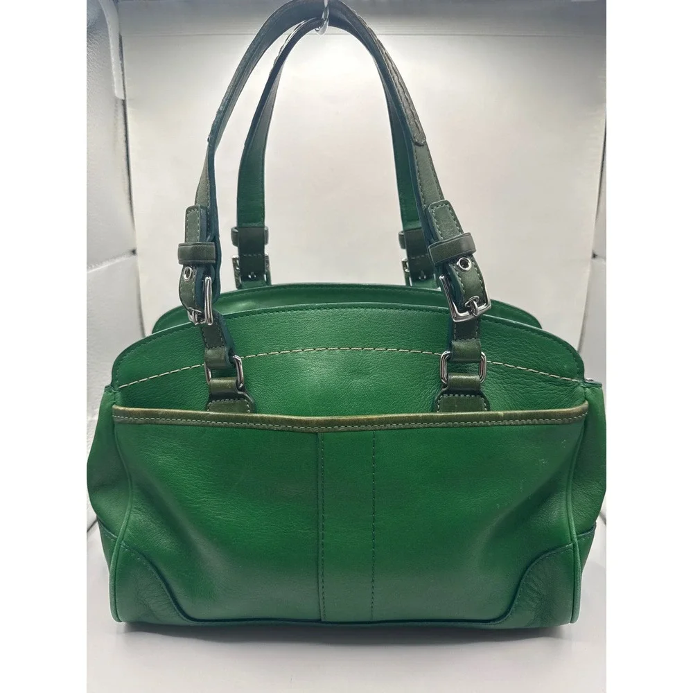 Vintage‎ Coach 7465 Hamilton Kelly Green Leather Satchel Handbag