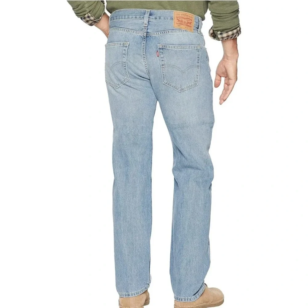 NWT Levi's 505 Regular Straight Jeans Men's 38x32 Light Blue Wash Cotton Blend