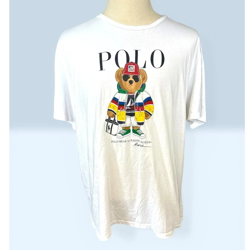 Polo Ralph Lauren T-Shirt Mens XXL White Polo‎ Bear Sailing Graphic Tee retired
