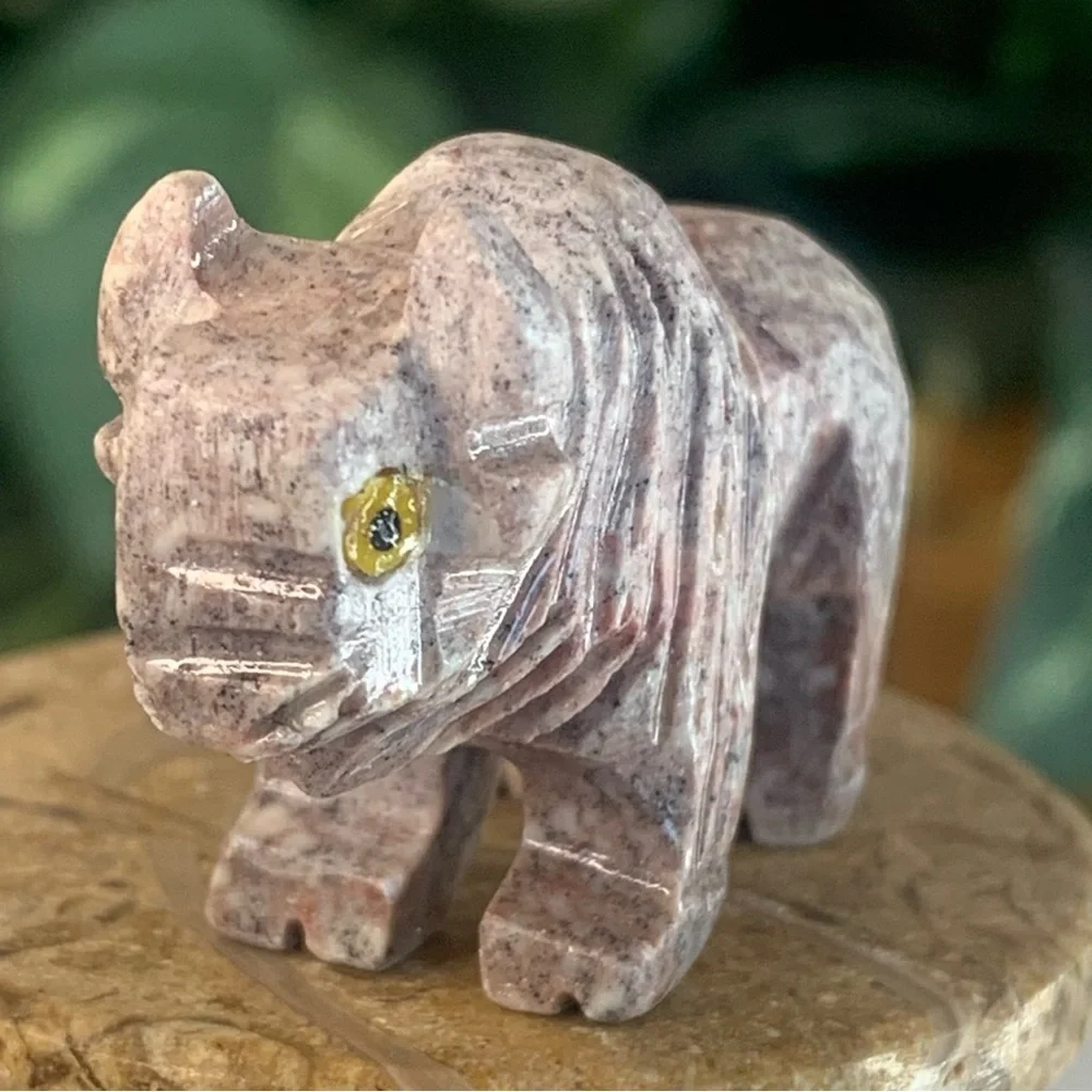 Miniature BUFFALO Stone Carving Mini Figurine Steatite Soapstone Carved Animal