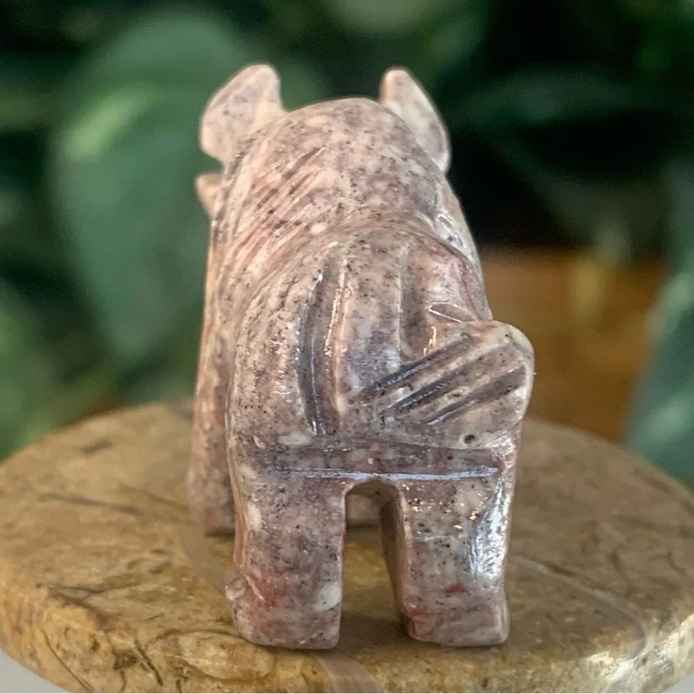 Miniature BUFFALO Stone Carving Mini Figurine Steatite Soapstone Carved Animal