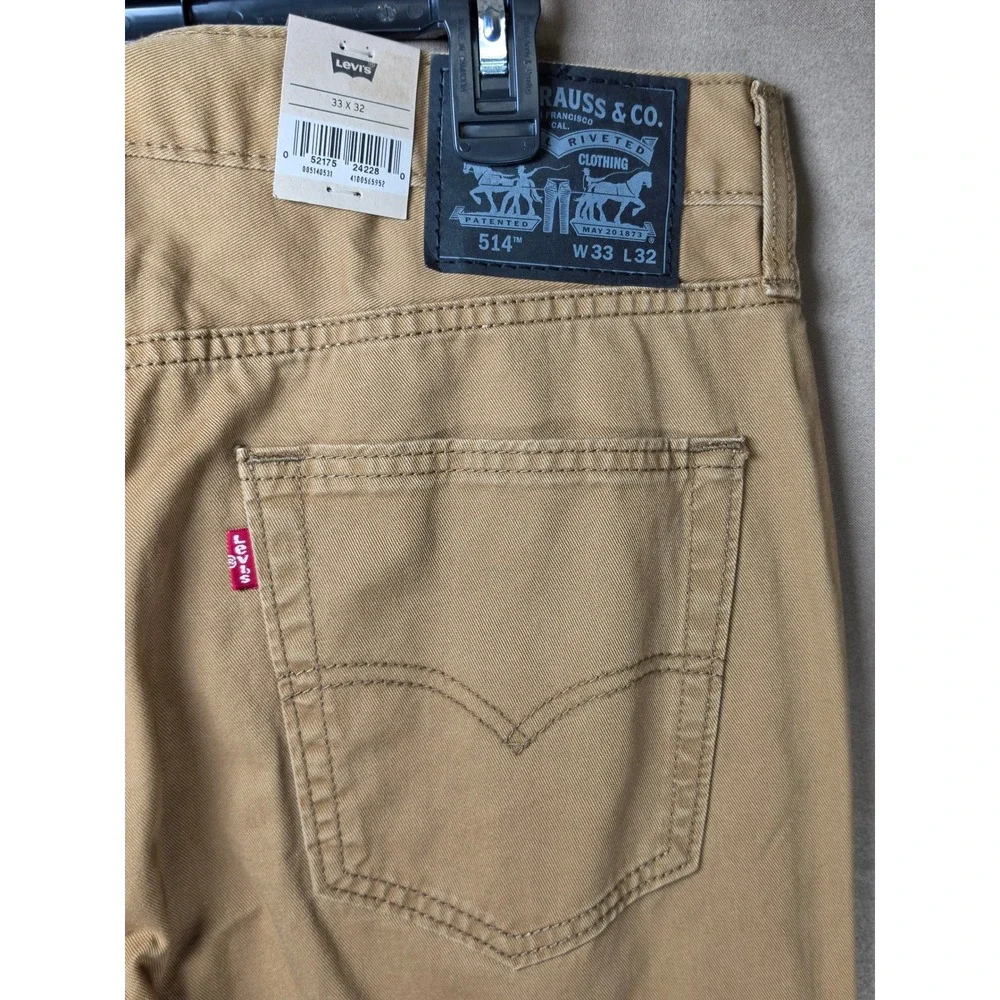 Levis 514 Straight Fit Mens Tan Khaki Pants 33x32 NWT