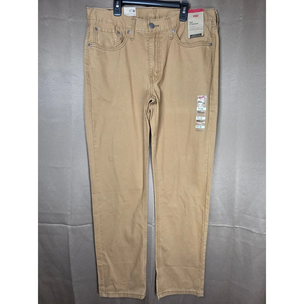 Levis 514 Straight Fit Mens Tan Khaki Pants 33x32 NWT