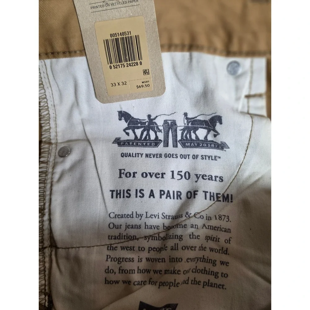 Levis 514 Straight Fit Mens Tan Khaki Pants 33x32 NWT