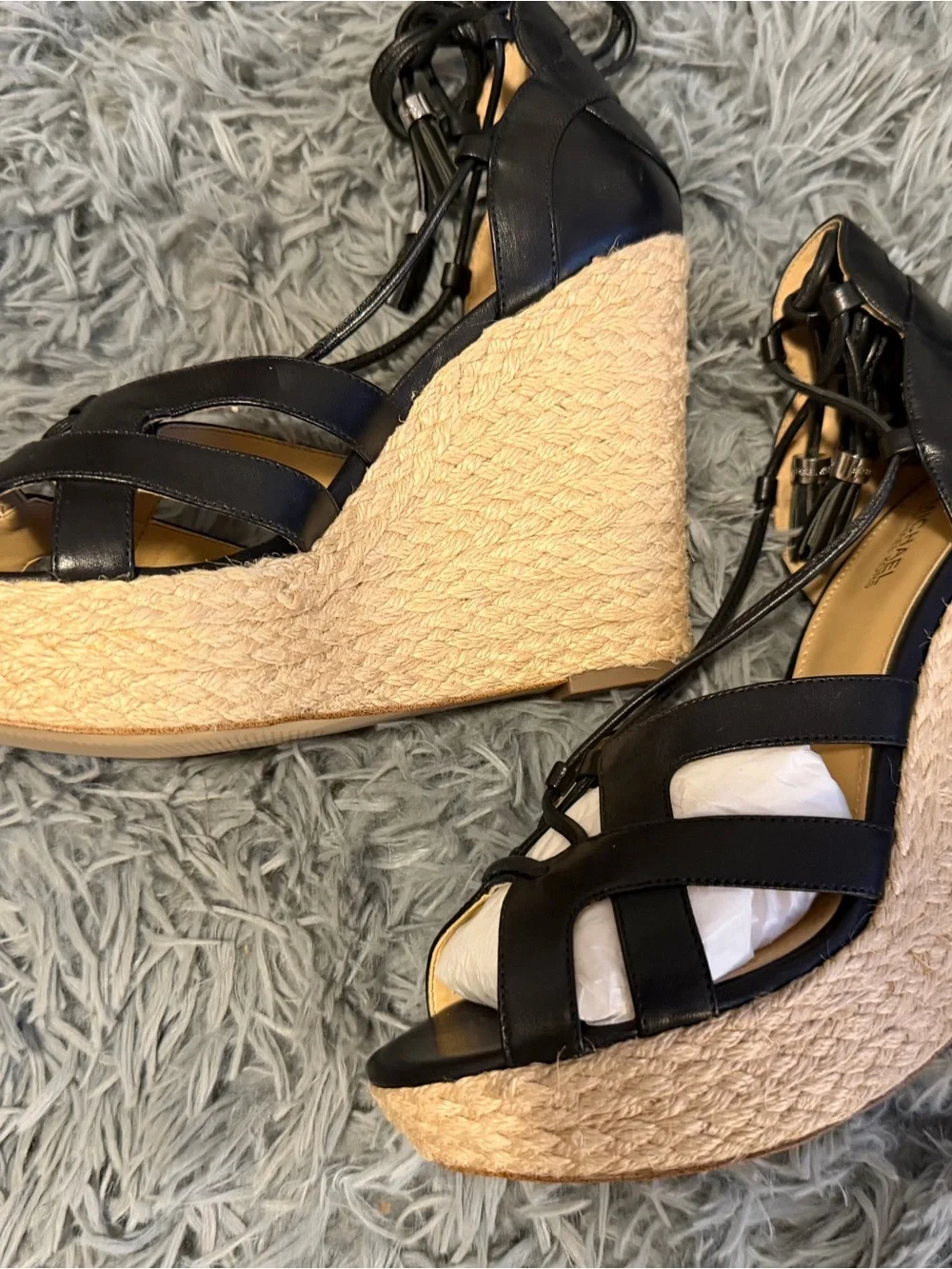 Michael kors Black Lace-Up Espadrille Wedge Sandals US 8 - NEW NEVER WORN