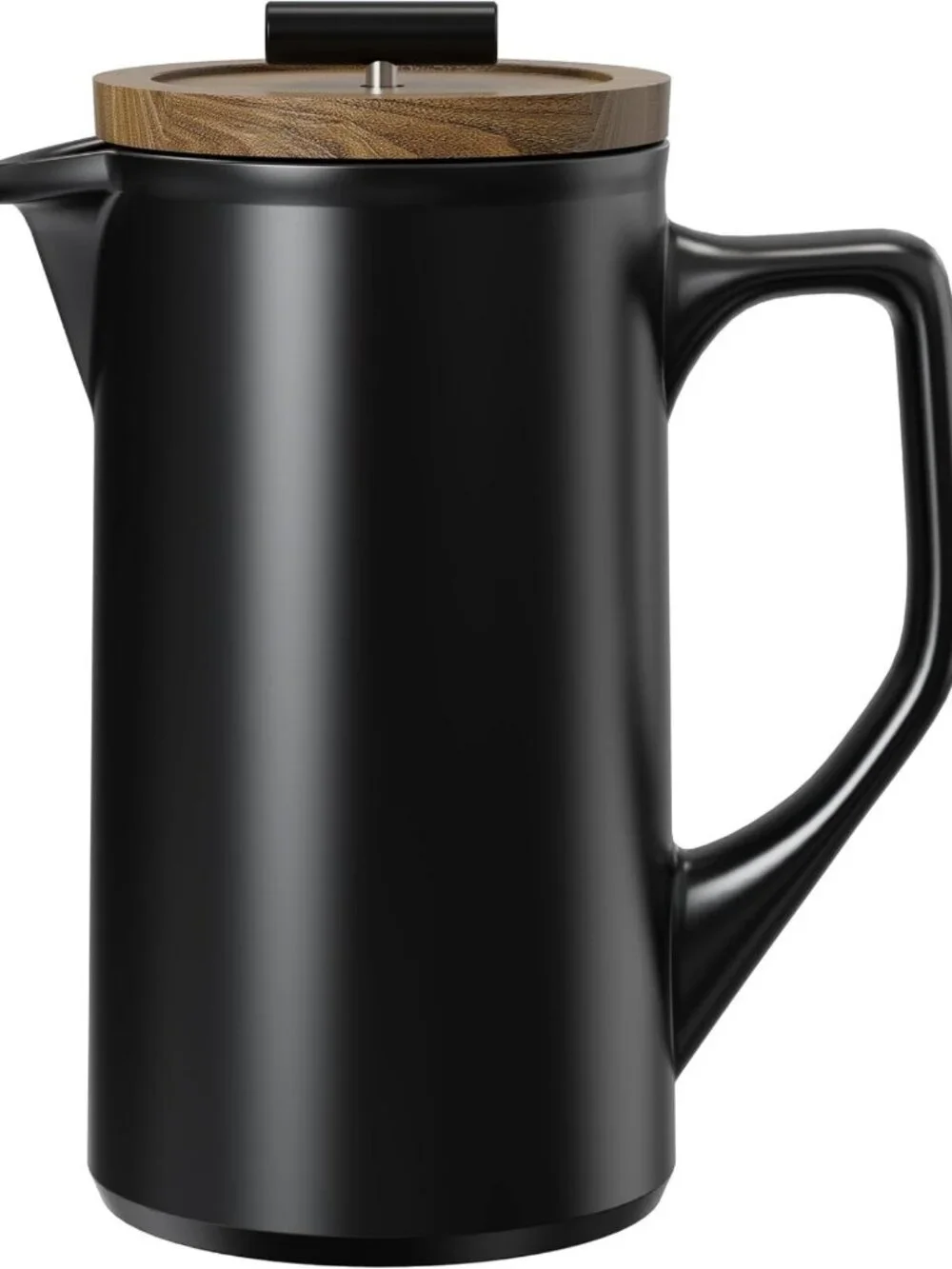 Elegant 22oz Ceramic French Press with Walnut Wood Lid - Stylish Coffee Maker