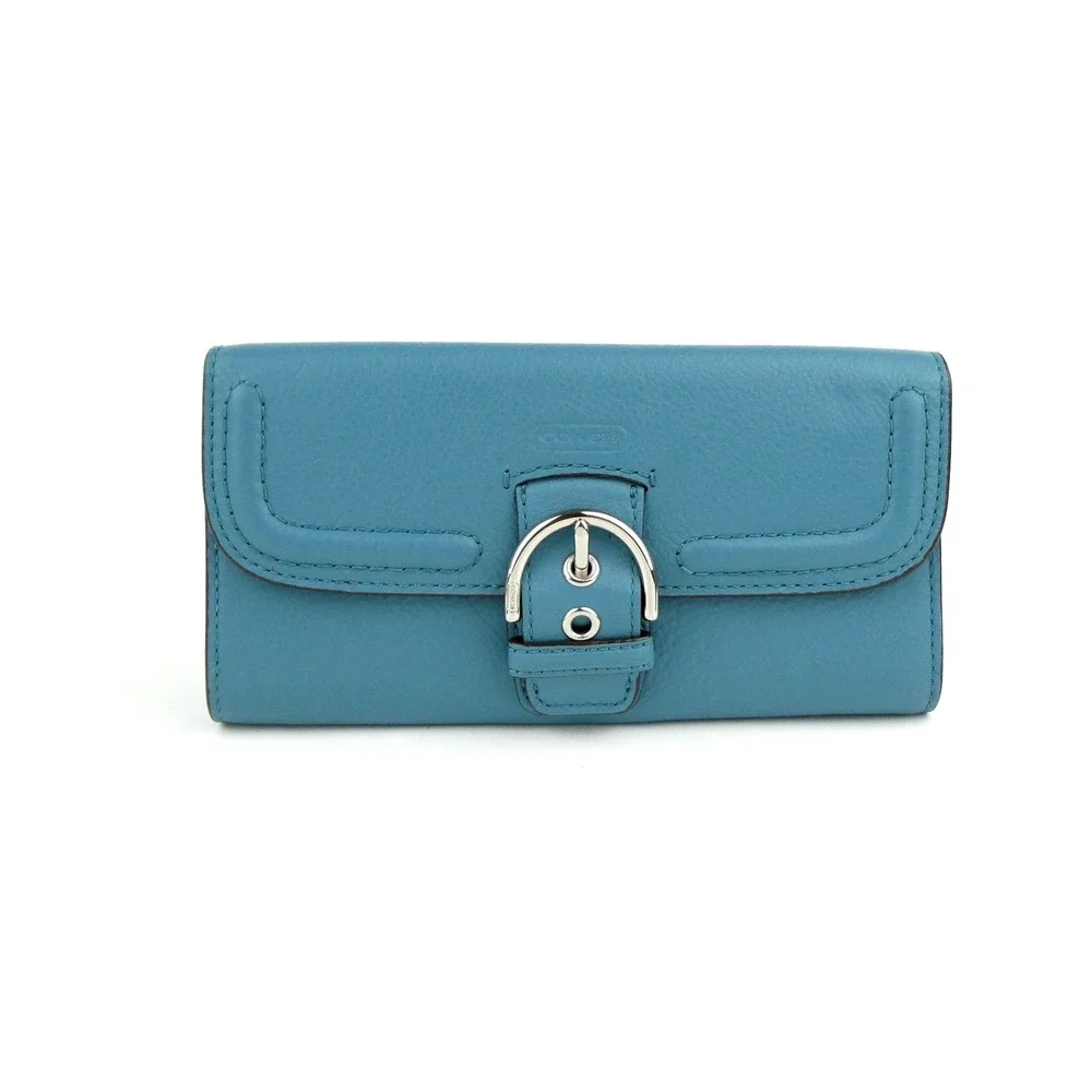 Coach Soho Teal Leather Trifold Wallet