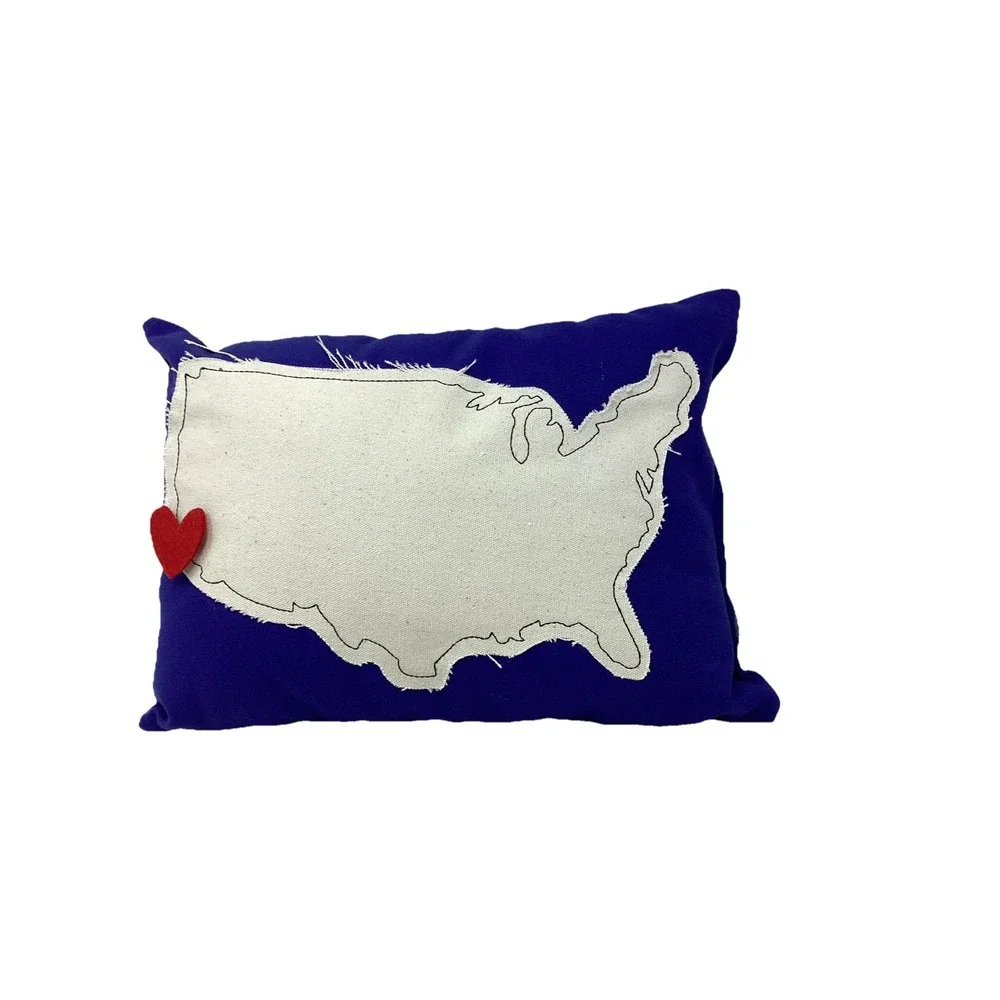 Decorative USA State Map Pillow 