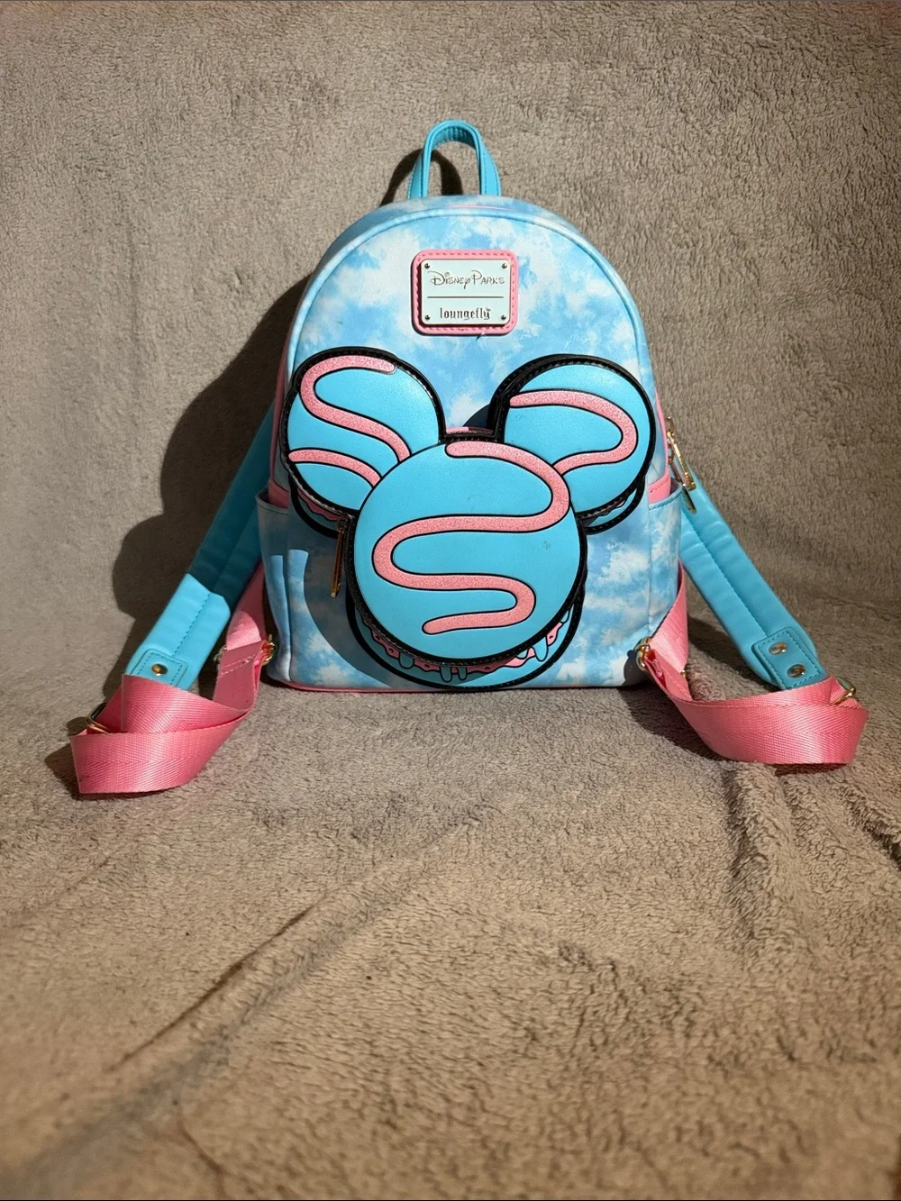 Loungefly Blue & Pink Mickey Macaroon Disney Eats Collection Backpack