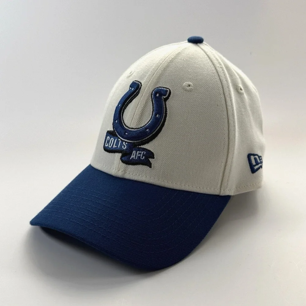 Indianapolis Colts AFC Hat New‎ Era 39THIRTY Stretch Fit Cap Medium/Large White