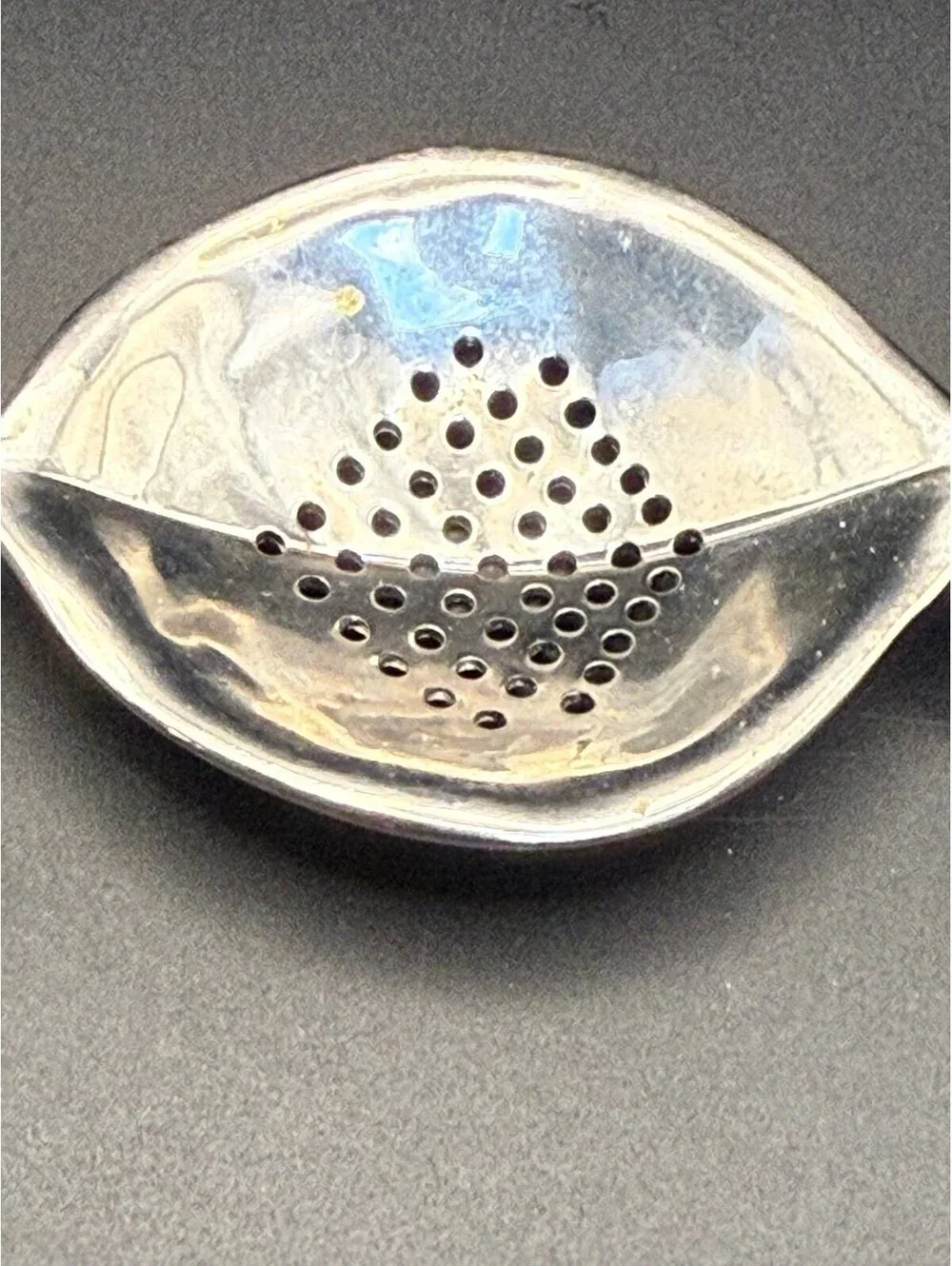 Vintage Silver Tone Tea Strainer Spoon Blue Enamel Bird Branch Handle