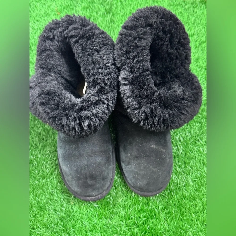 UGG BUTTON BAILEY‎ Bling Boots Crystal S/n 3349 SZ 7 Gray