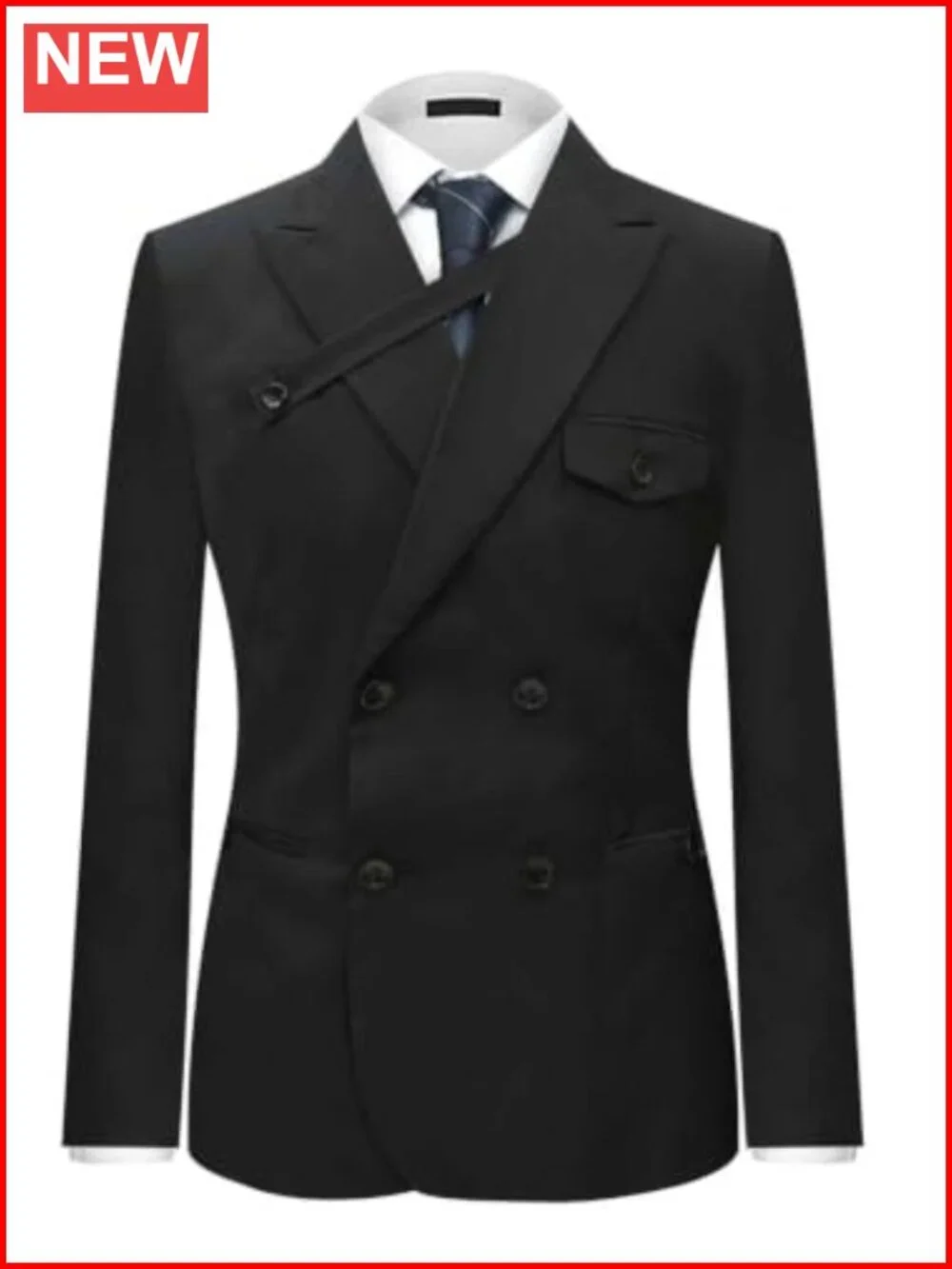 Men's Double Breasted Blazer Formal Wedding Business Suit Jacket
