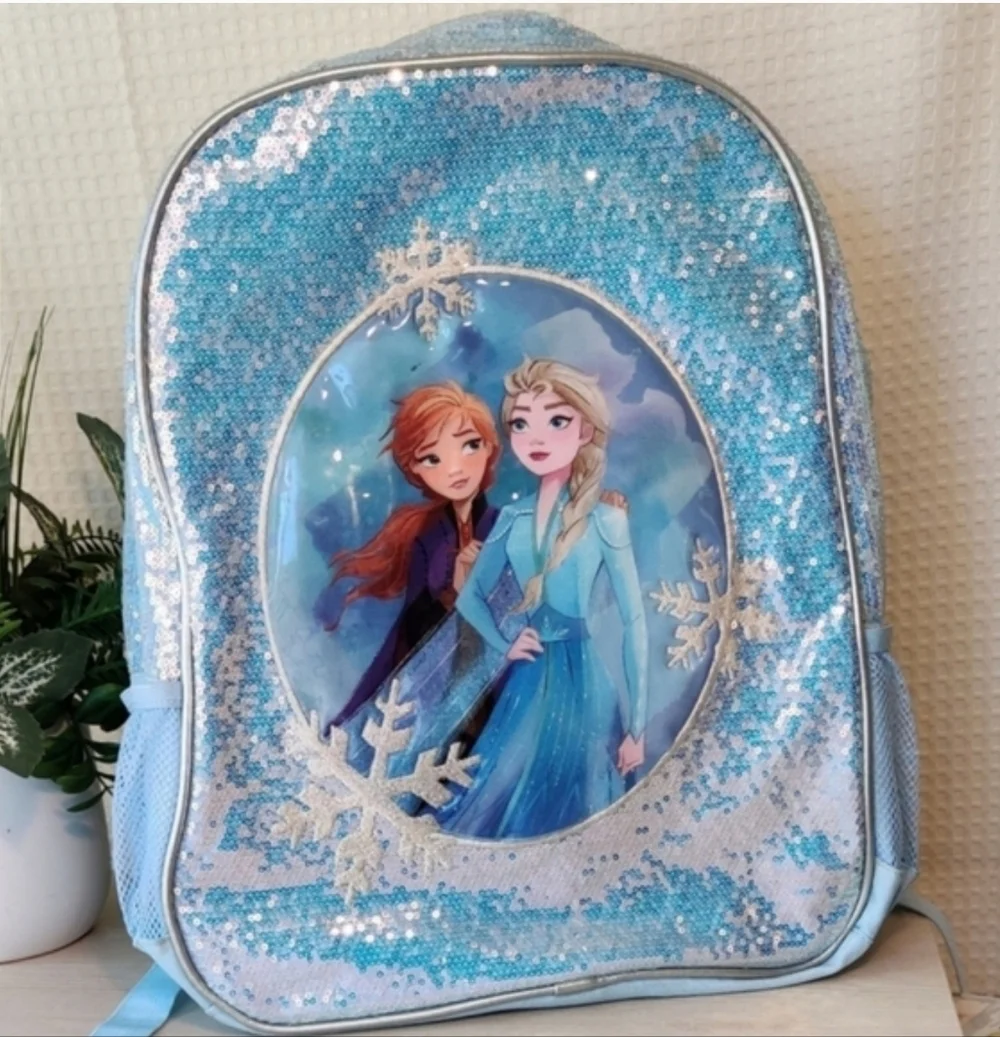 Disney Frozen ll Elsa and Ana Light Blue Sequins & Snowflakes Backpack