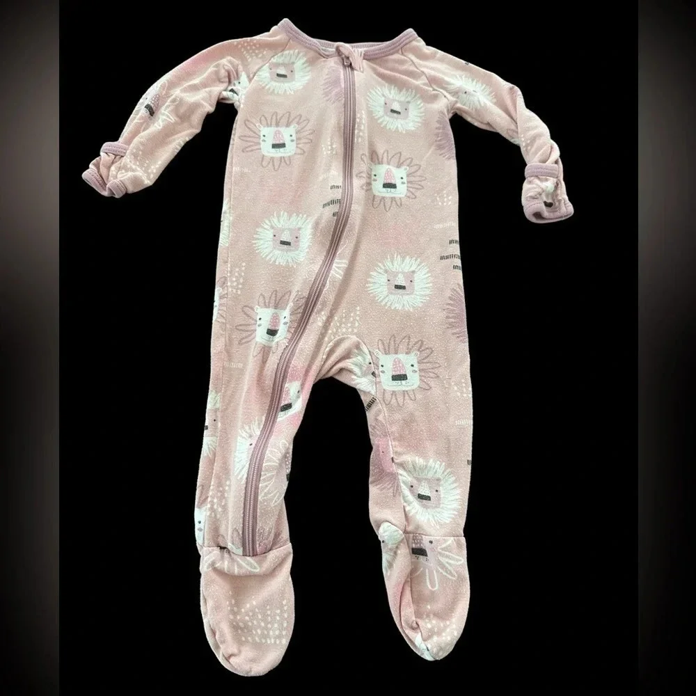 Bestaroo baby girls 0-3 months pastel pink Lion Zip Up Pajamas Modal‎ Sleeper