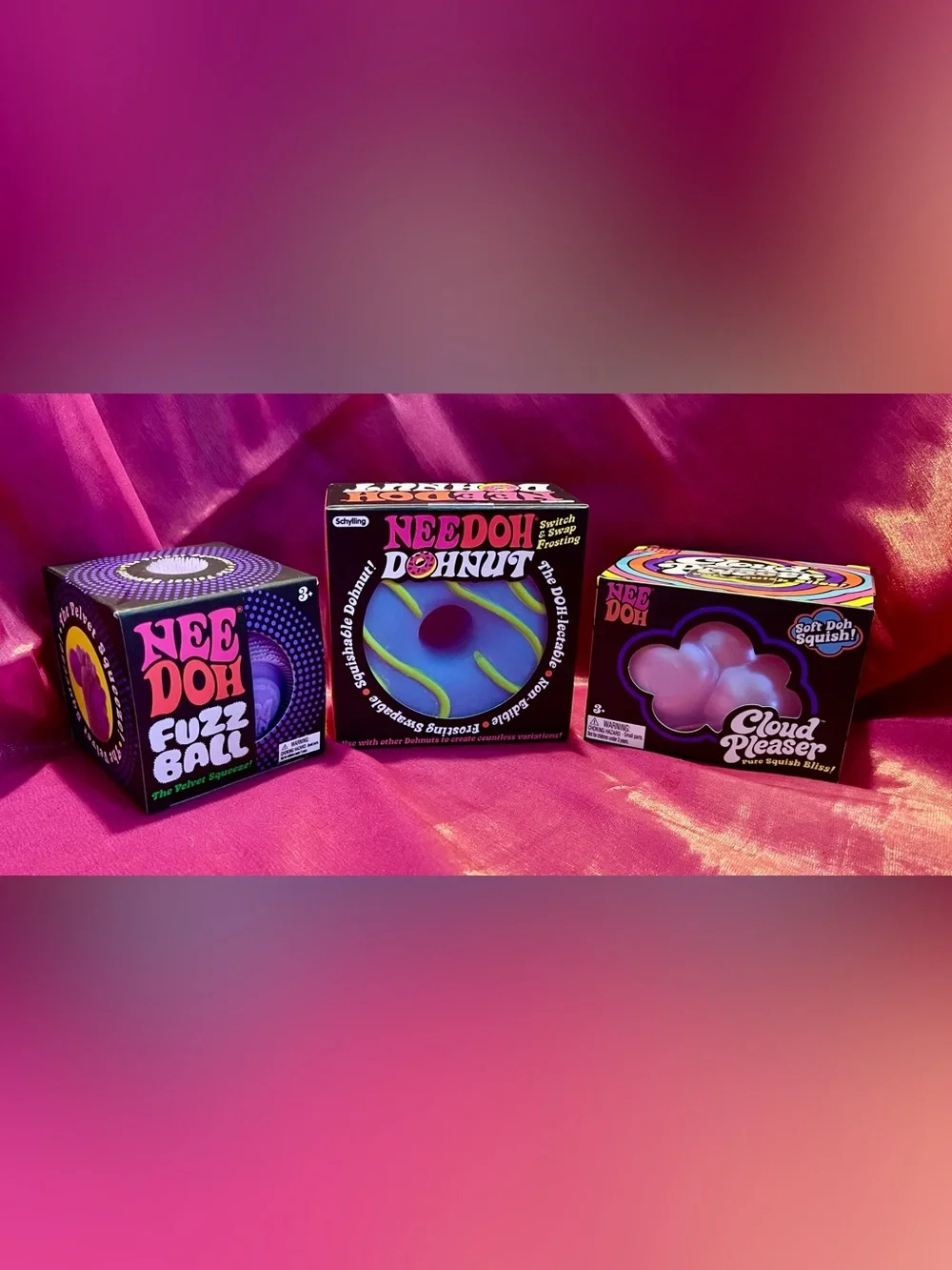 Authentic NeeDohs (1) Dohnut Blue/Pink (1) Cloud Pleaser (1) FuzzBall Purple