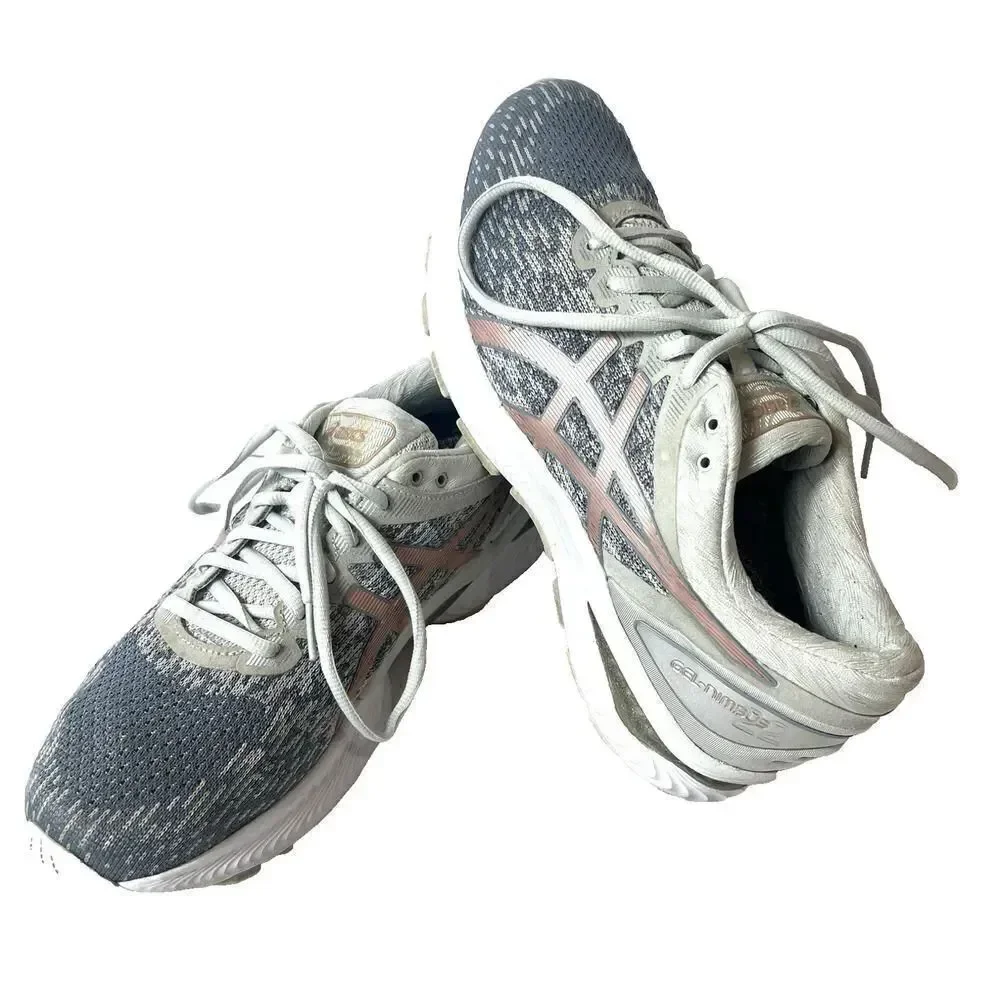 Asics Women's Gel Nimbus 22 Gray Running Shoes Sneakers Size 10 Low Top Lace Up