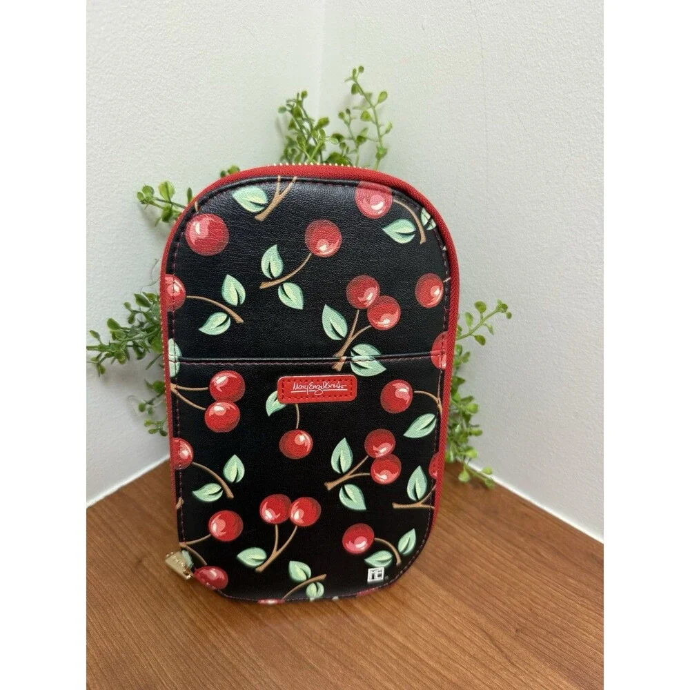 Monarque Mary Englebright Cherries Crossbody Clutch Sling Zip Purse Bag Pockets