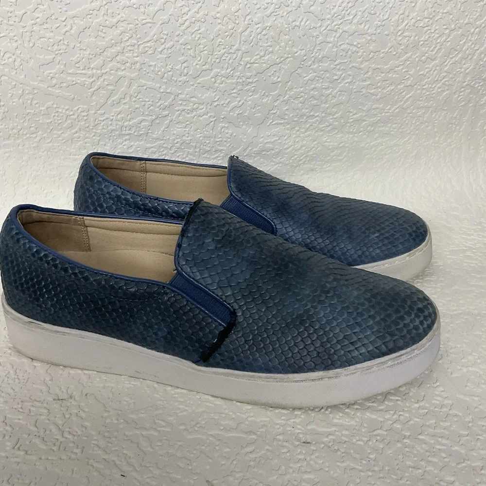Vionic Midisnake Loafers Shoes‎ Women's Size 7 US/38 EU Blue Leather Orthotic