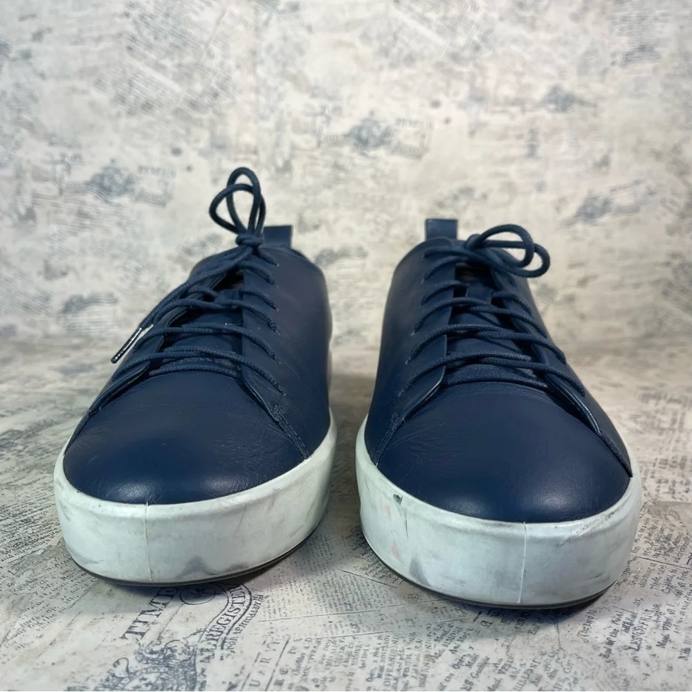 ECCO Soft 8 Black Leather Lace Up Sneakers Comfort Walking Minimalist EU 39