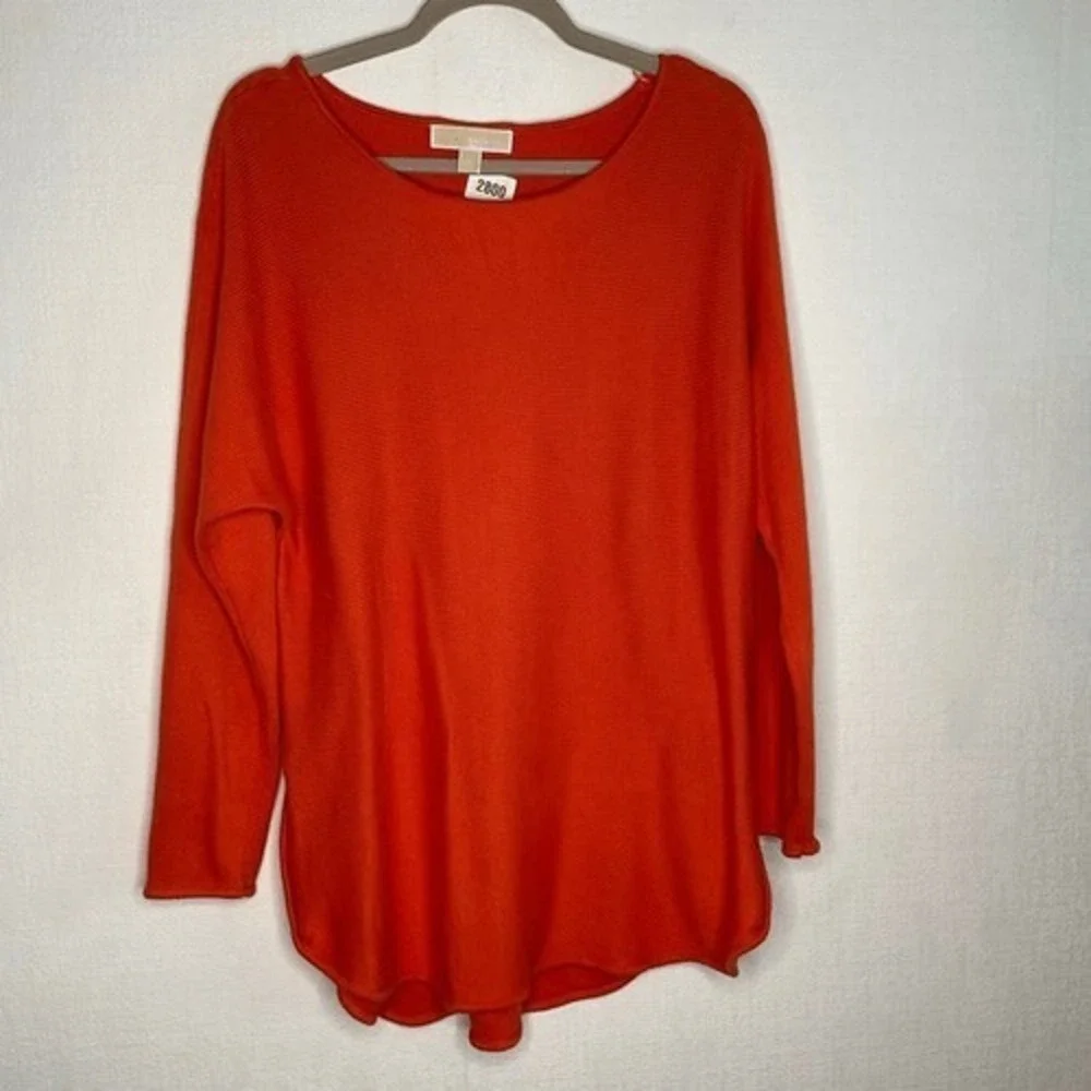 Michael Kors Orange Long Sleeve Zip Slits CrewNeck Sweater Tunic Women‎ L China