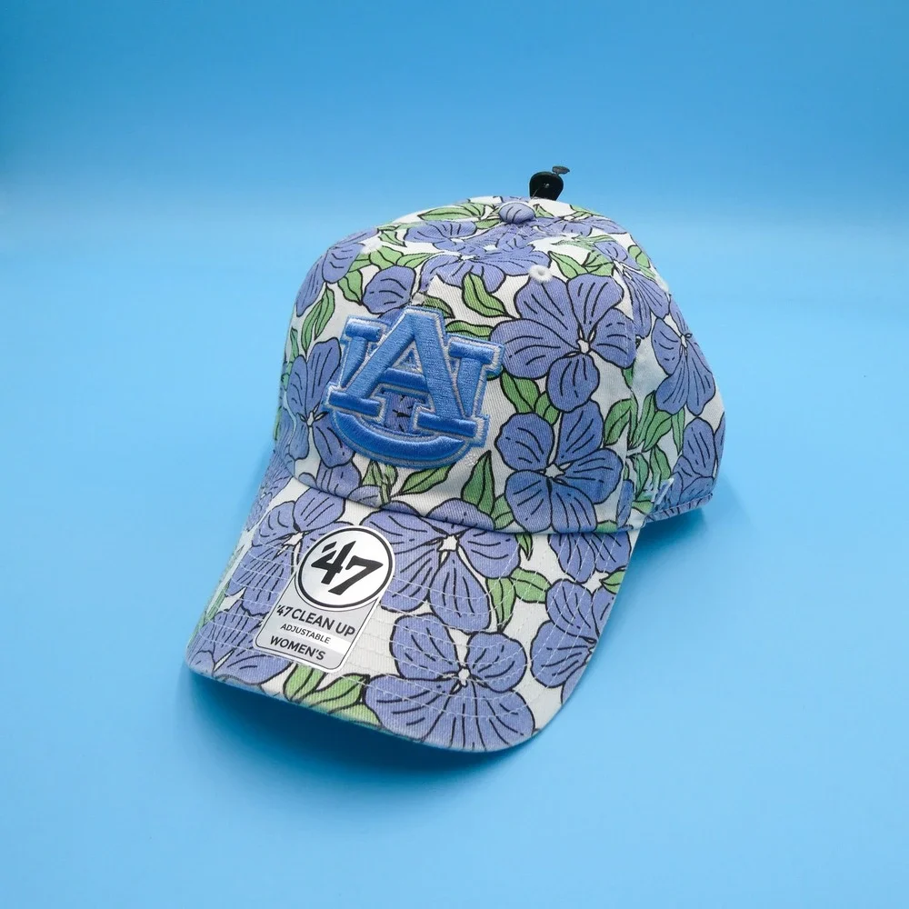'47 Brand Cap Women One Size Clean Up Auburn Tigers Floral Blue‎ Cotton Hat