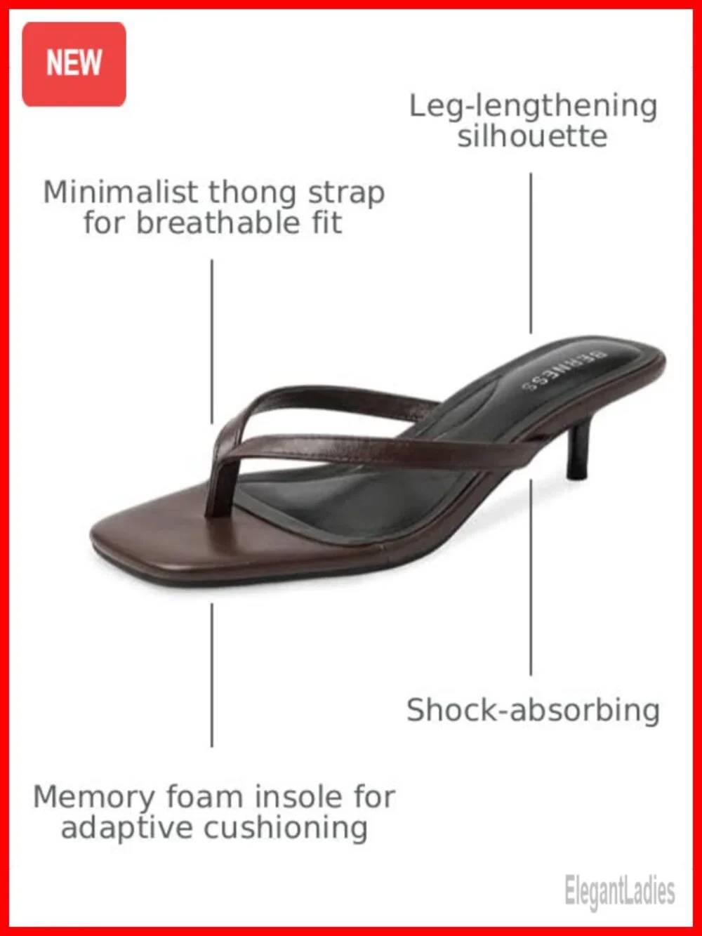 Kitten Heel Flip Flop Sandals for Women 1.5-Inch Square Toe Thong Heels
