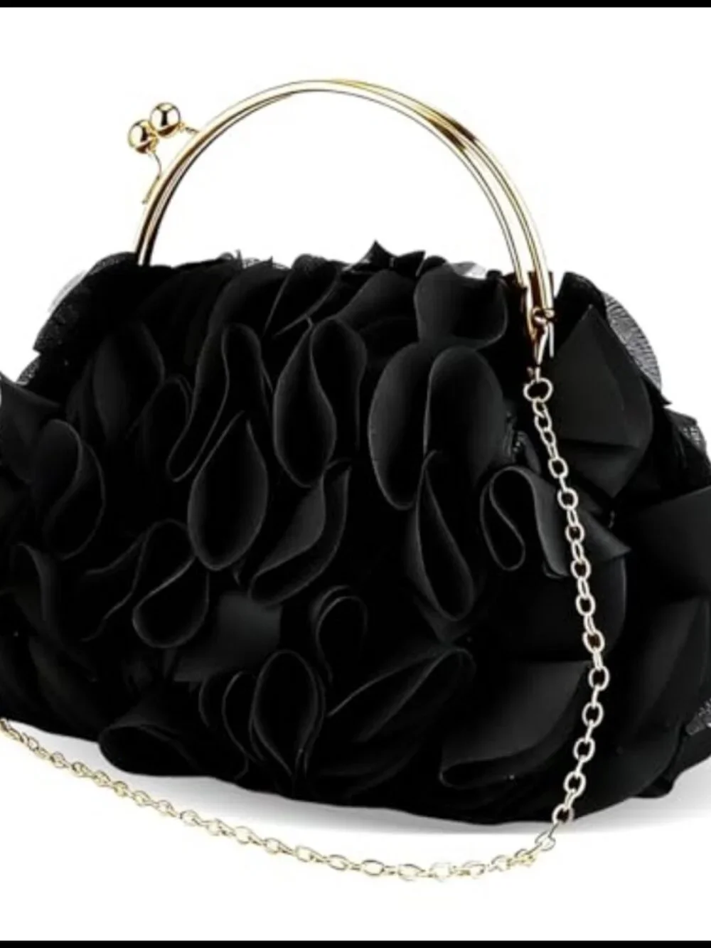 Satin Floral Evening Clutch with Chain Detachable Strap Wedding Party Purse