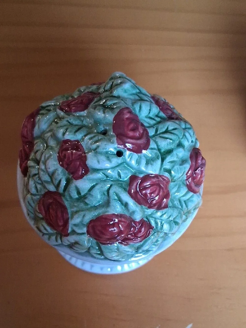 Decorative Ceramic Rose Topiary Accent - Green and Red