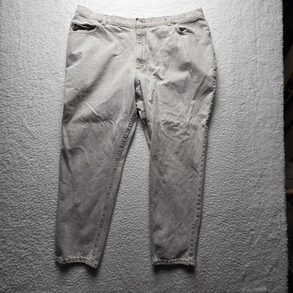 Lee Riveted Jeans Mens 45x29 Beige Relaxed Straight Denim‎ Pants Light Wash
