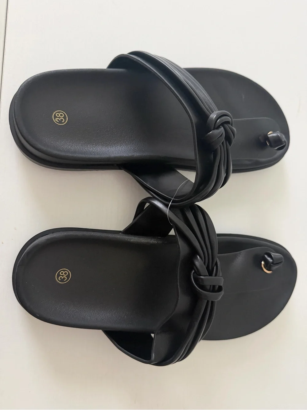 No Boundaries Black Knotted Toe-Loop Sandals