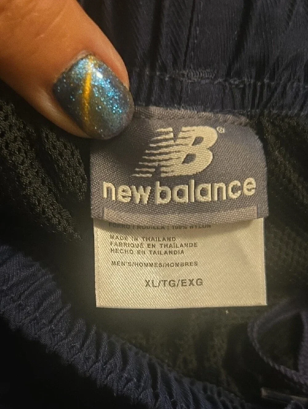 New Balance Navy Joggers with White Side Stripe. Heavy Duty W/Zipper Bottoms.