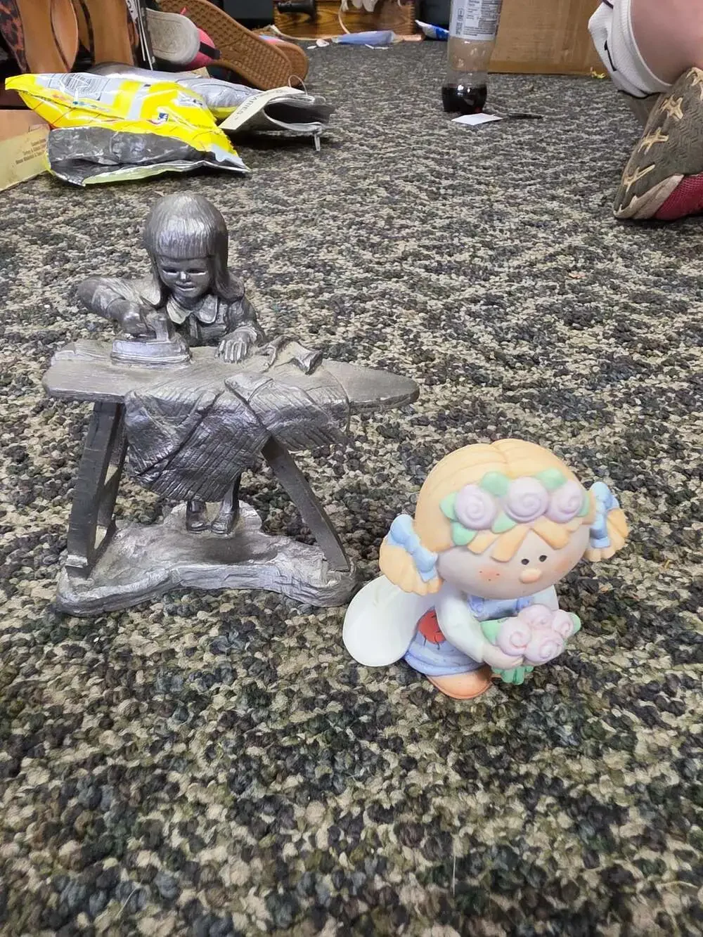 Michael Ricker Pewter Figurine Girl Ironing 1989