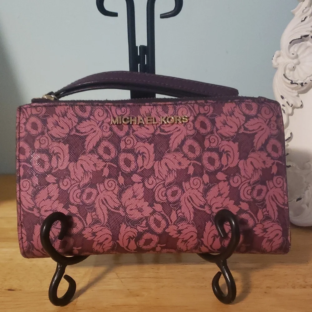 Michael Kors Pink Floral Pattern Wristlet