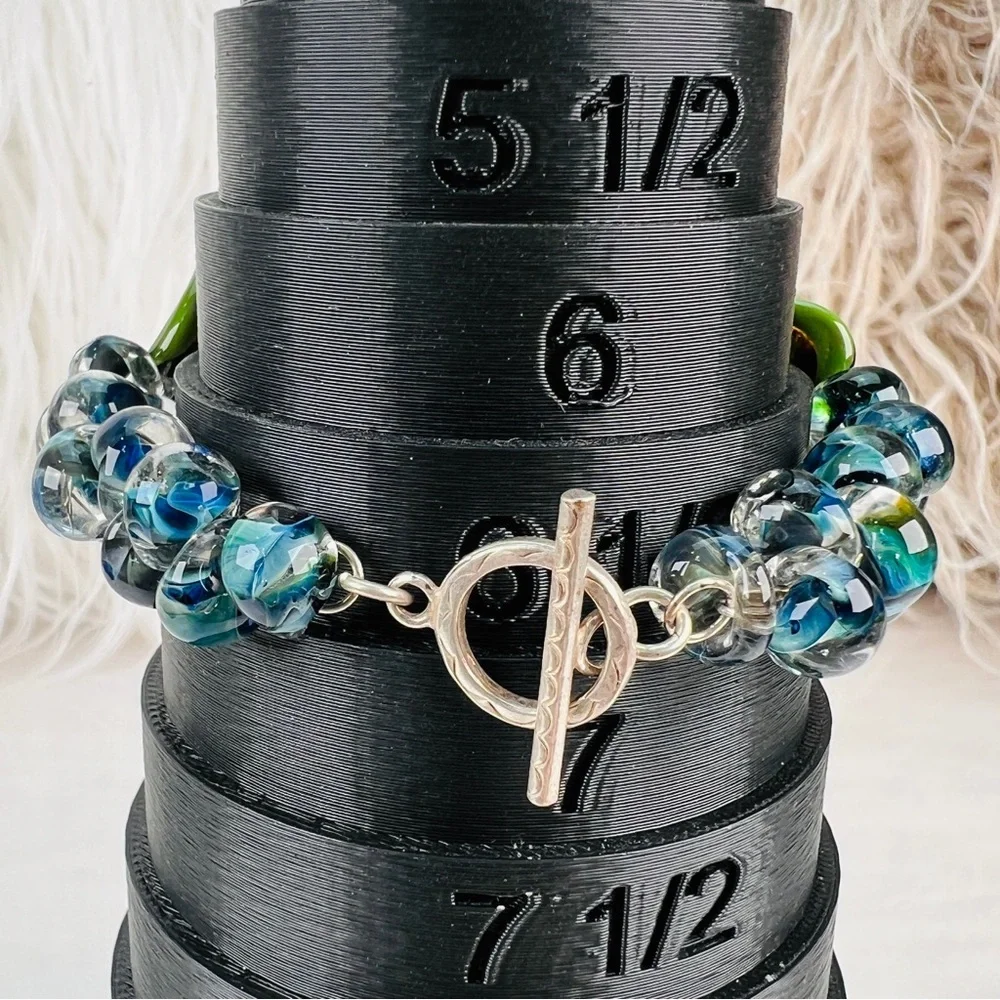 Gorgeous, Bohemian chic colorful, blue green, Earth tone toggle closure bracelet