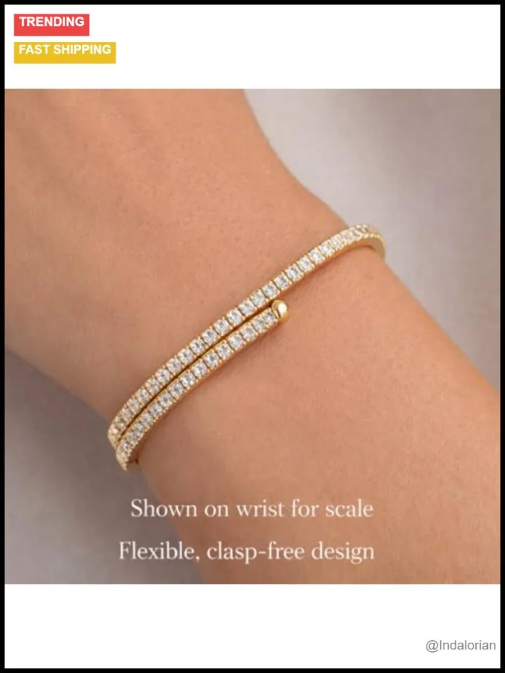 Gold Plated Stretch Tennis Bracelet Crystal Accent Stackable