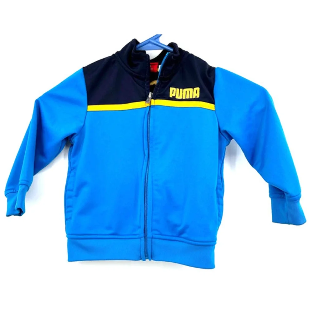Puma size 2T toddler zip‎ up track jacket blue yellow black full zip