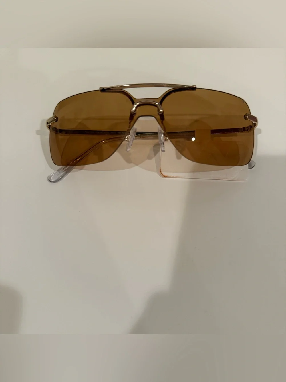 NWT Jason Wu Rimless Shield Sunglasses Amber Gold Y2K