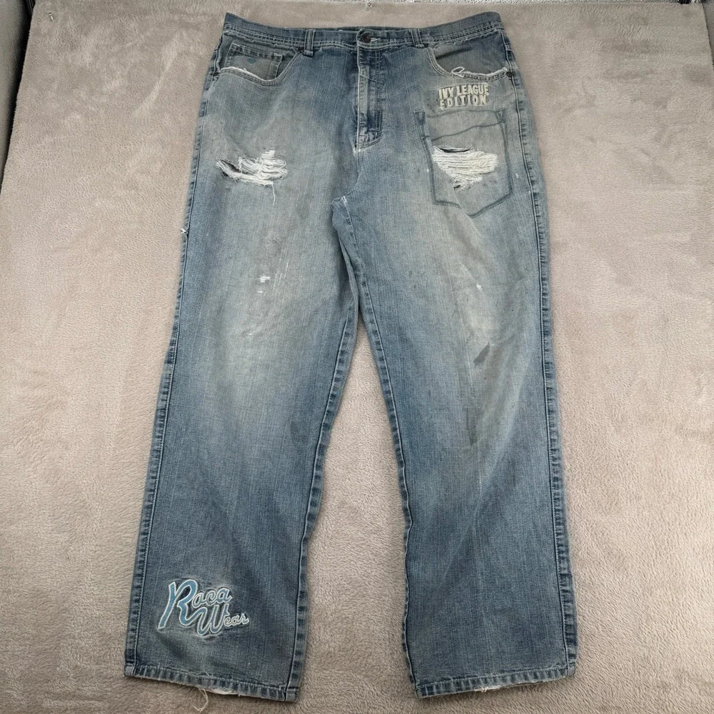 Vintage‎ Y2K Rocawear Ivy League Edition Jeans Mens 40x33 Blue Denim Distressed