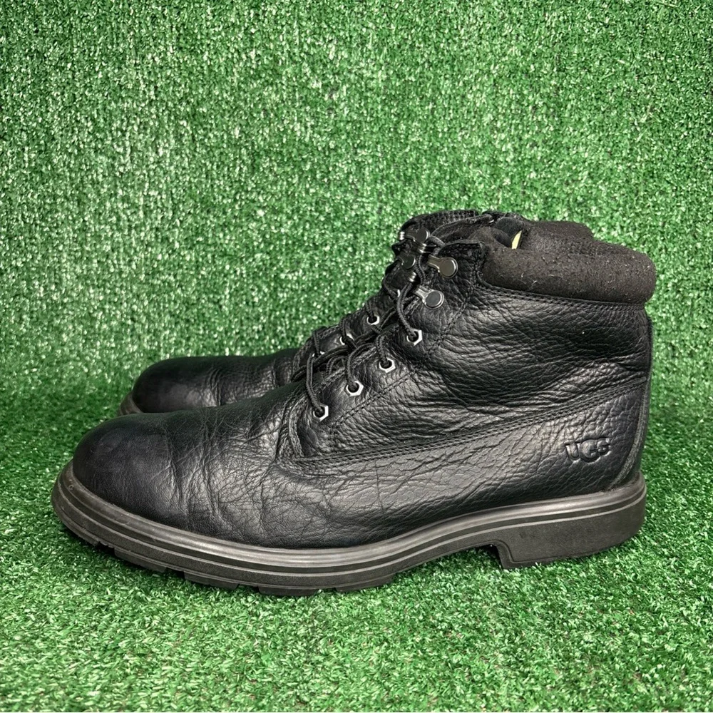 UGG Mens Biltmore‎ Mid Plain Toe Boots Black Leather Size 12 M