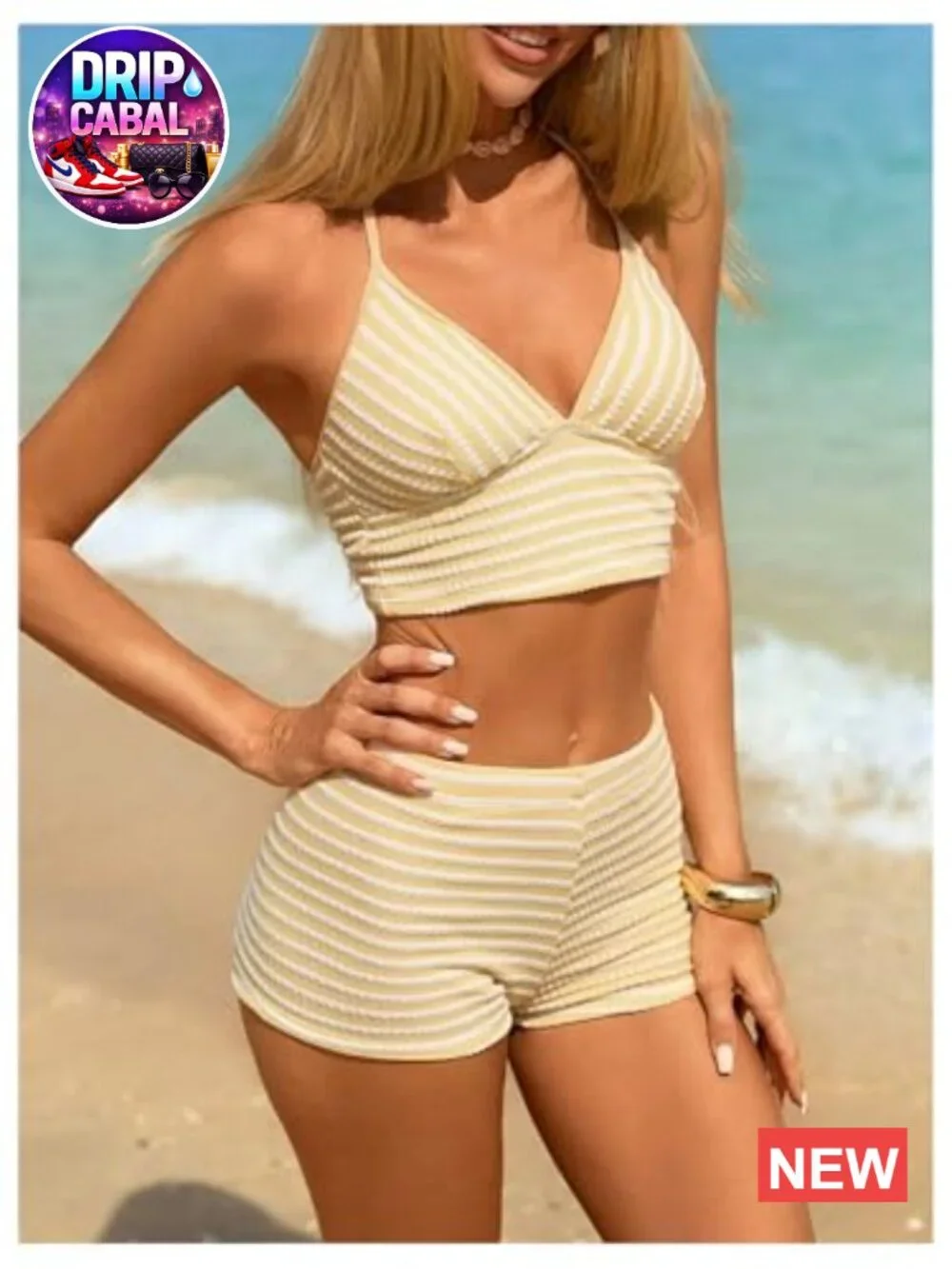 N/A striped tankini