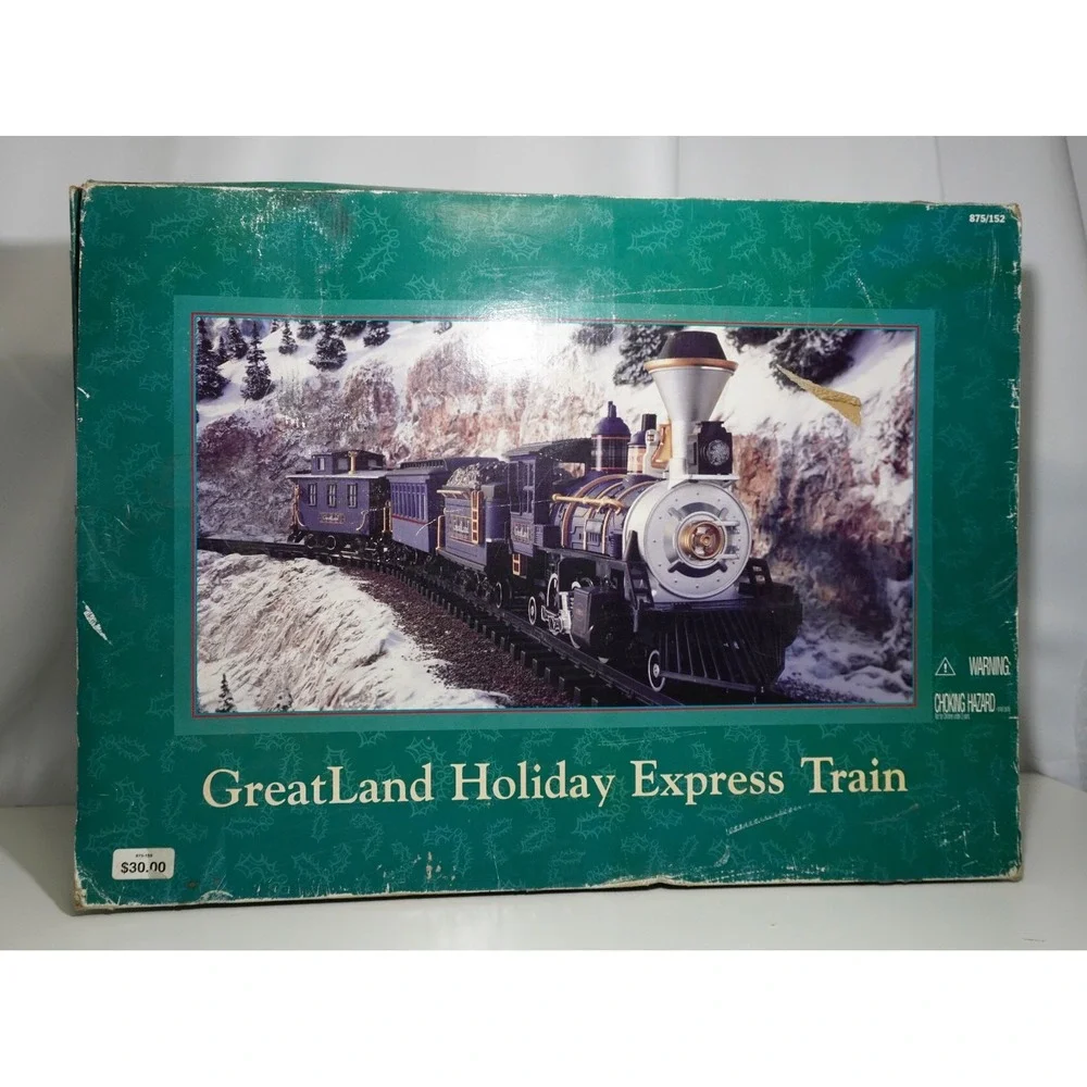 Vintage 90s Blue Greatland Holiday Express Train Set Original Box Untested